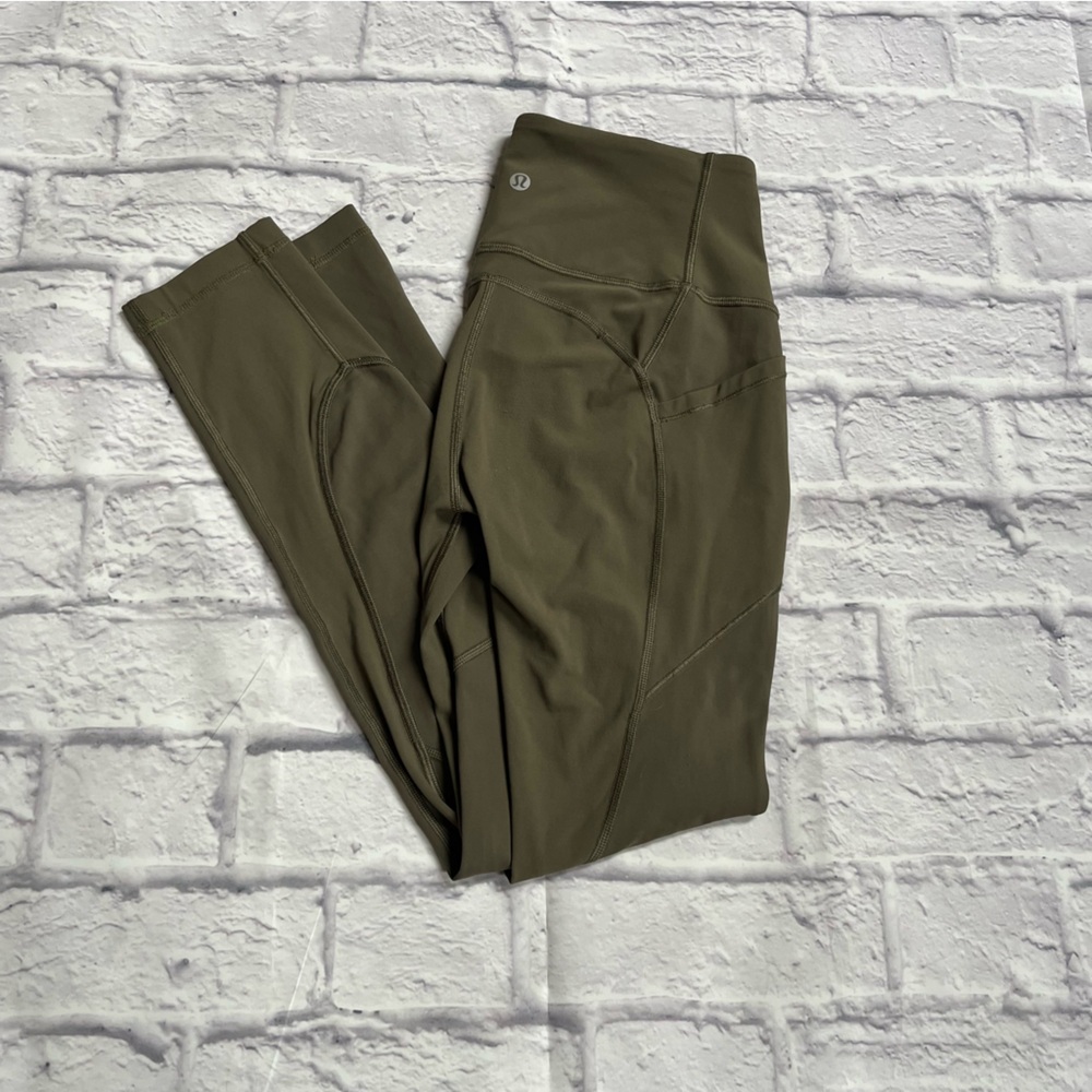 Lululemon olive green Leggings Pockets 4